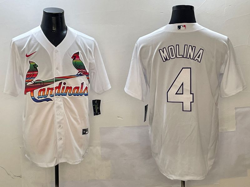Men St.Louis Cardinals #4 Molina White Game Mexico 2025 Nike MLB Jersey style 1